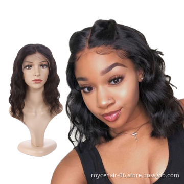 8 inch Cheap 100 Brazilian Virgin Human Hair Body Wave Natural Weave Short Lace Frontal BobWig with Pre plucked Baby Hair